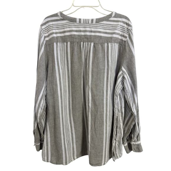 Linen Blend Resort Wear D&Co Striped Cover Up Top Size Large Coastal Beach - Picture 2 of 8